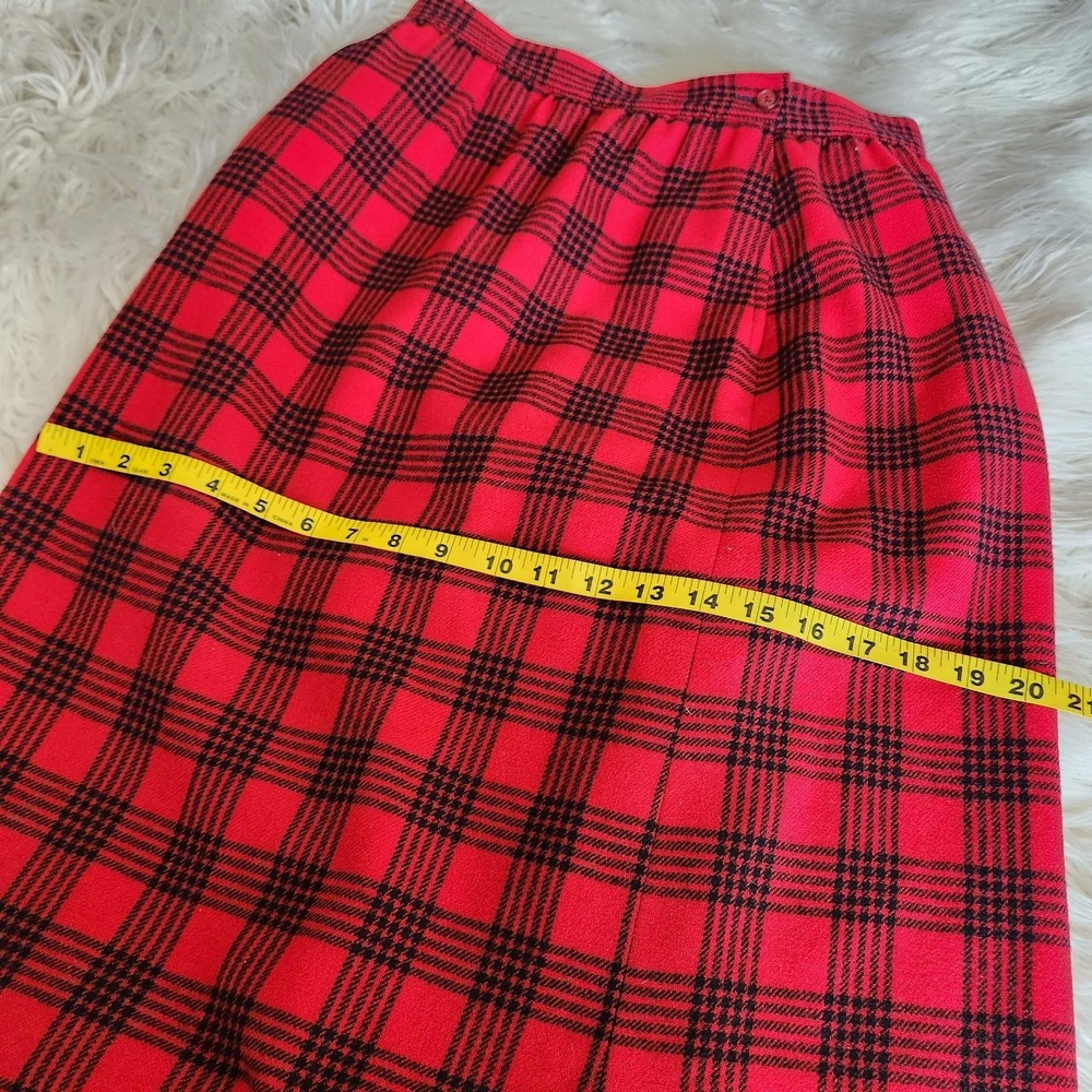 Vintage PENDLETON Skirt 100% Virgin Wool Plaid A Line 12 Made in USA Red - Picture 8 of 14